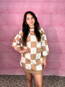 Checker Sweater Dress