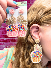 Load image into Gallery viewer, Beaded Cupcake Earrings
