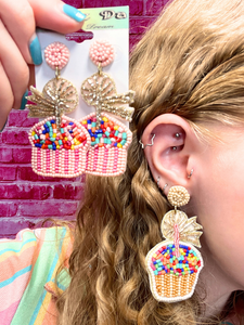 Beaded Cupcake Earrings
