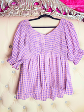 Load image into Gallery viewer, Lav/Pink Gingham Top
