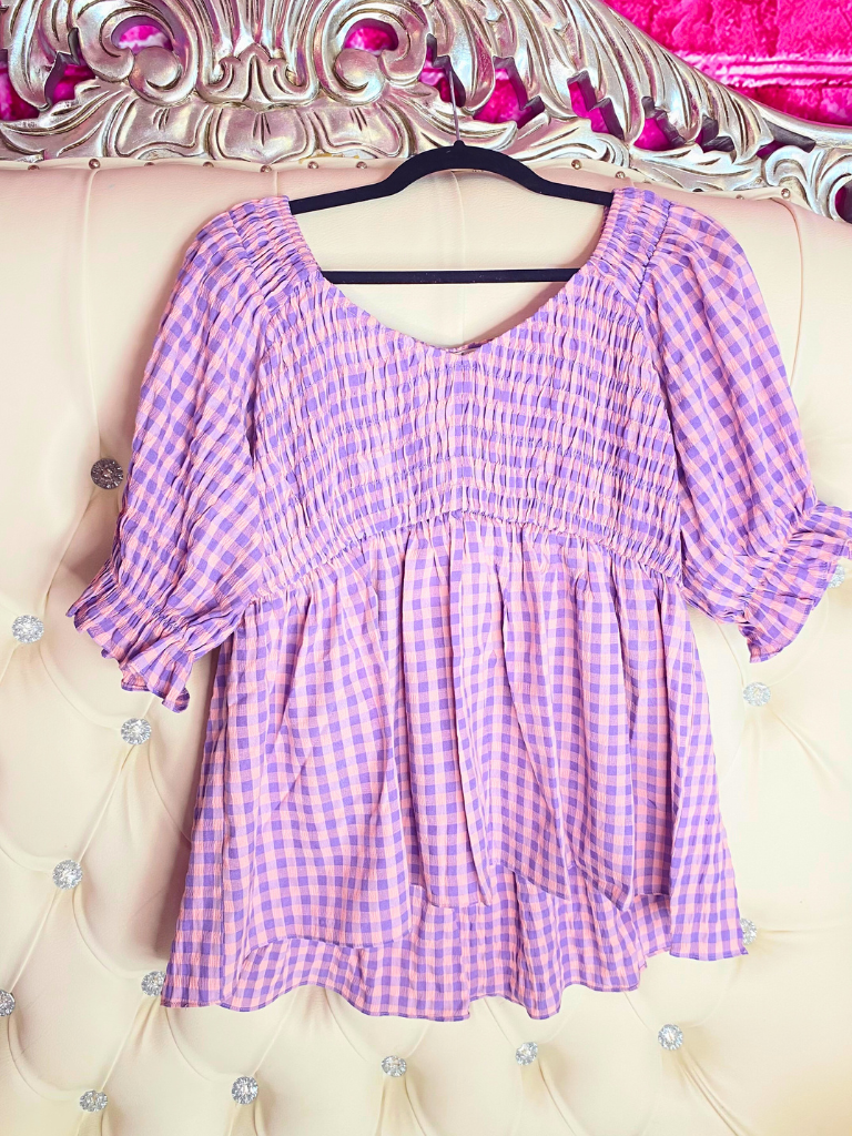 Lav/Pink Gingham Top