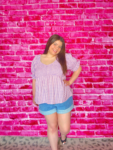 Lav/Pink Gingham Top