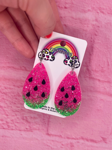 Glitter Watermelon Earrings
