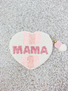 Beaded Mama Heart Pouch