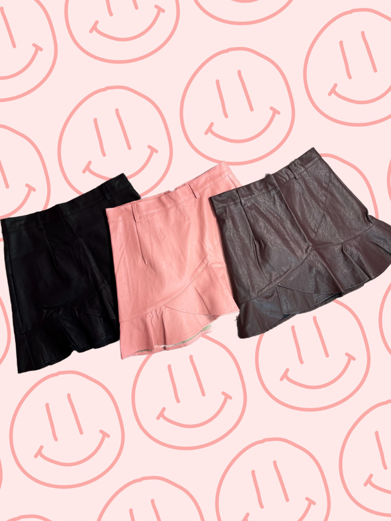 Vegan Leather Petal Skirt - 3 Colors!