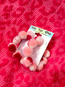Multi Pink Pom Hoops
