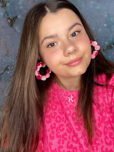 Multi Pink Pom Hoops